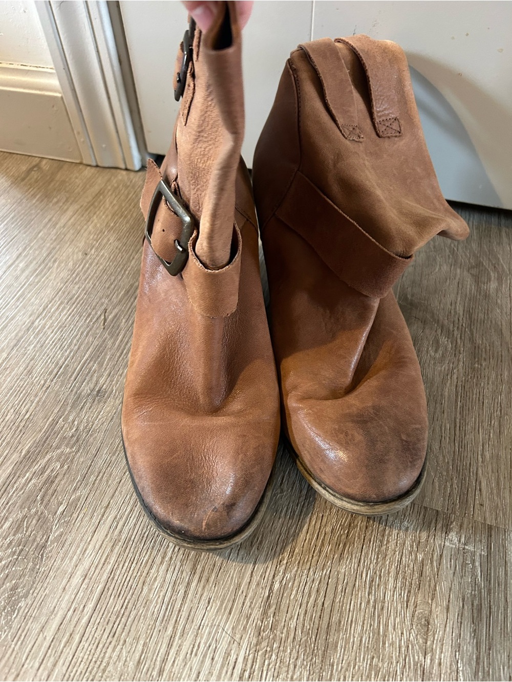 Lucky Brand Tan Leather Buckle Ankle Booties - Picture 4 of 5